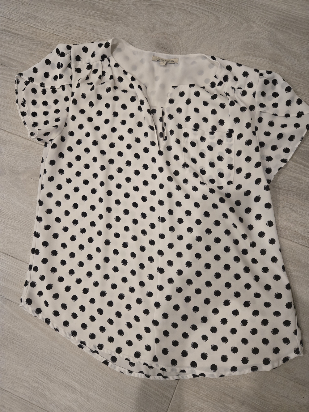 41 Hawthorn White Blouse with Black Polka Dots